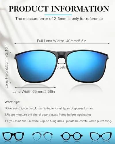Frienda Oversize Clip-on Sunglasses 3 Pcs | Blue Green, Yellow Green, Yellow | Large, Flip Design thumbnail 2