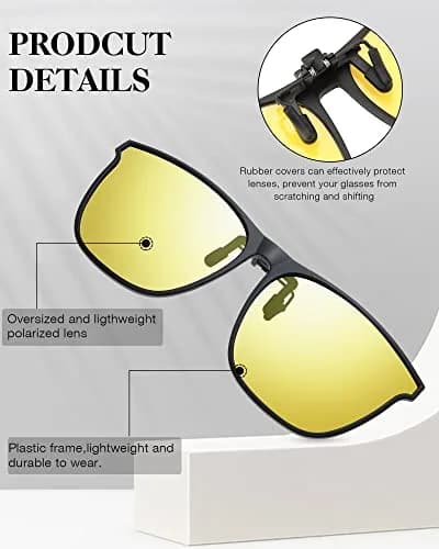 Frienda Oversize Clip-on Sunglasses 3 Pcs | Blue Green, Yellow Green, Yellow | Large, Flip Design thumbnail 3