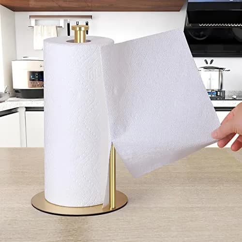 OBODING Gold Countertop Paper Towel Holder, Stainless Steel, Modern Kitchen and Bathroom Organization | Rust-Proof Design thumbnail 3