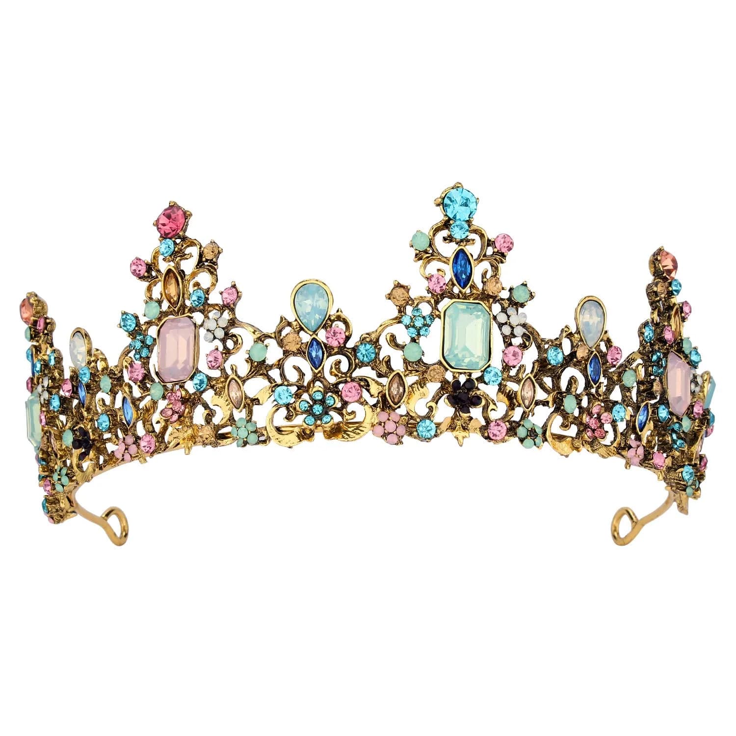 Didder Vintage Crowns & Tiaras for Girls & Women | Elegant Princess Headpiece, 6.5-inch Diameter, Alloy & Rhinestones - main product image