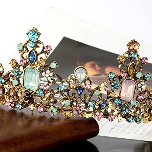Didder Vintage Crowns & Tiaras for Girls & Women | Elegant Princess Headpiece, 6.5-inch Diameter, Alloy & Rhinestones thumbnail 6