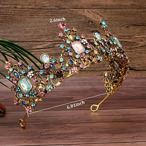 Didder Vintage Crowns & Tiaras for Girls & Women | Elegant Princess Headpiece, 6.5-inch Diameter, Alloy & Rhinestones thumbnail 2