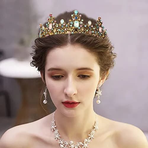 Didder Vintage Crowns & Tiaras for Girls & Women | Elegant Princess Headpiece, 6.5-inch Diameter, Alloy & Rhinestones thumbnail 3