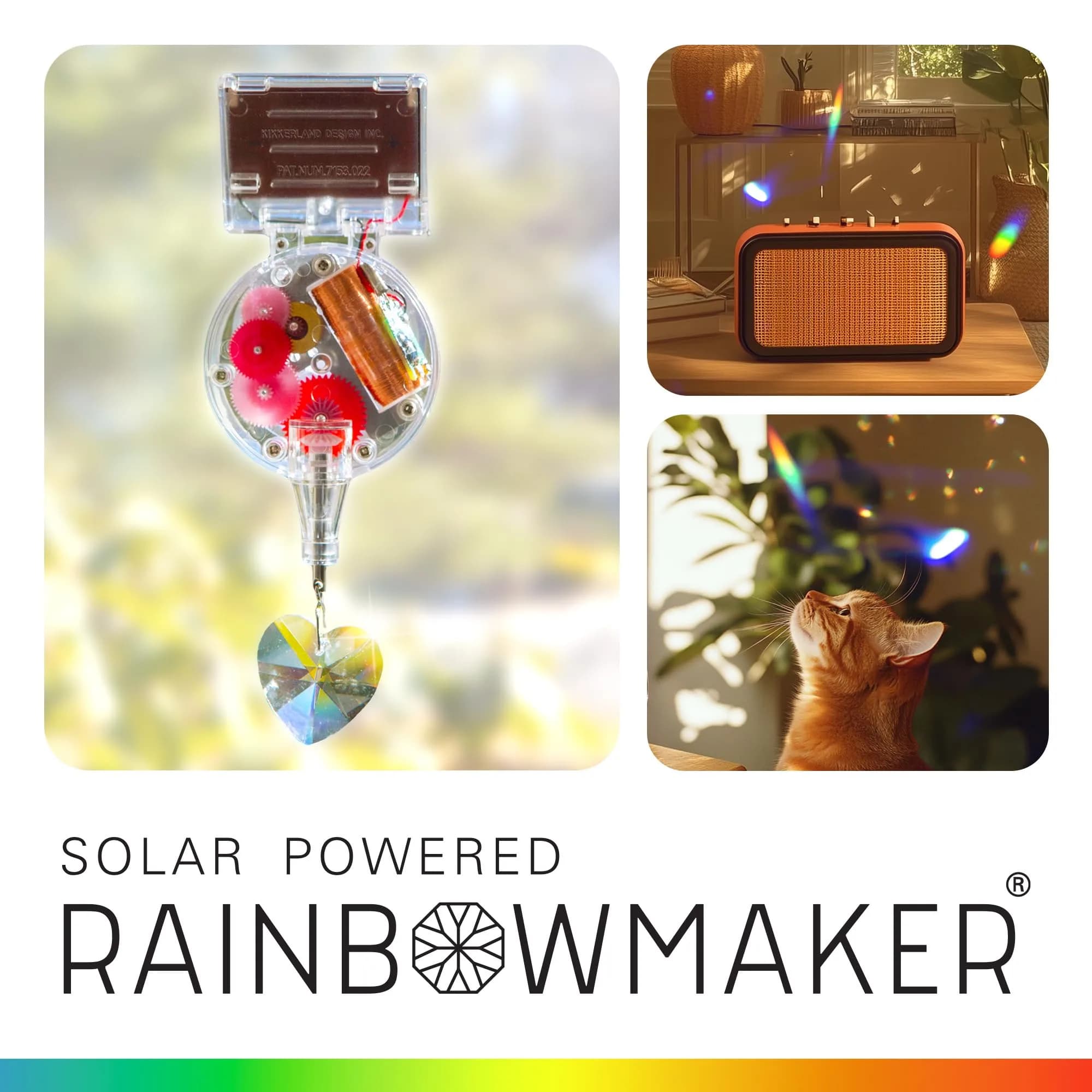 Kikkerland Solar Powered Heart Rainbow Maker 20.6cm (8.1in) | Creates Rainbows with Sunlight - view 2