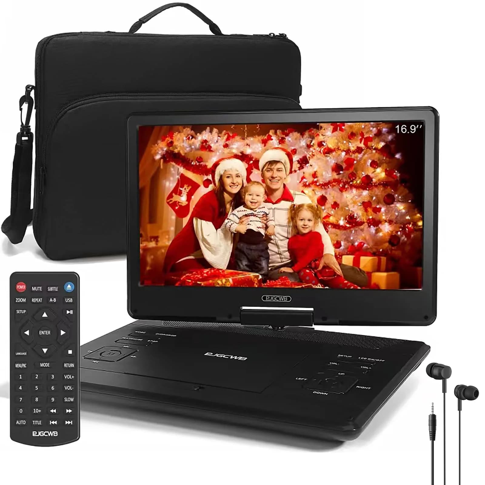 PJGCWB 14.1" HD Swivel Screen Portable DVD Player with Car Headrest Mount | 4-6 Hour Battery - main product image
