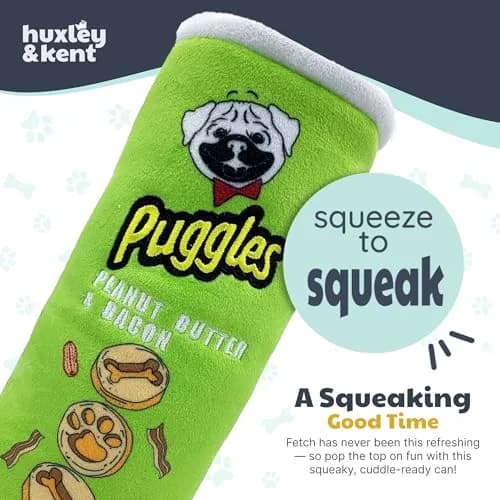 Huxley & Kent Power Plush Squeaky Dog Toy, Puggles Can, Small (6.5 x 2.5 x 2.5 inches / 16.5 x 6.4 x 6.4 cm) thumbnail 7