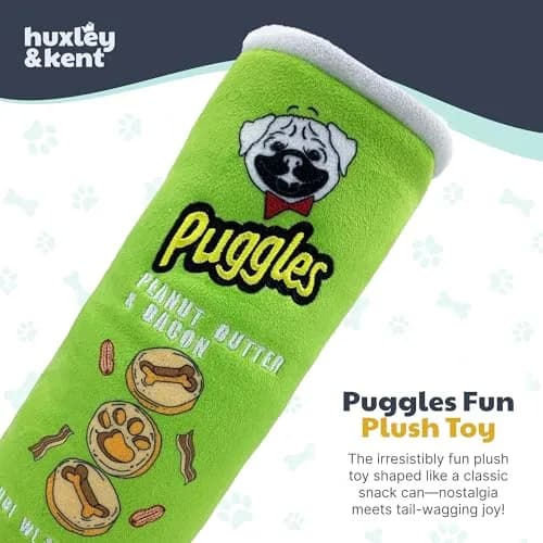 Huxley & Kent Power Plush Squeaky Dog Toy, Puggles Can, Small (6.5 x 2.5 x 2.5 inches / 16.5 x 6.4 x 6.4 cm) thumbnail 2