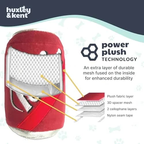 Huxley & Kent Power Plush Squeaky Dog Toy, Puggles Can, Small (6.5 x 2.5 x 2.5 inches / 16.5 x 6.4 x 6.4 cm) thumbnail 3