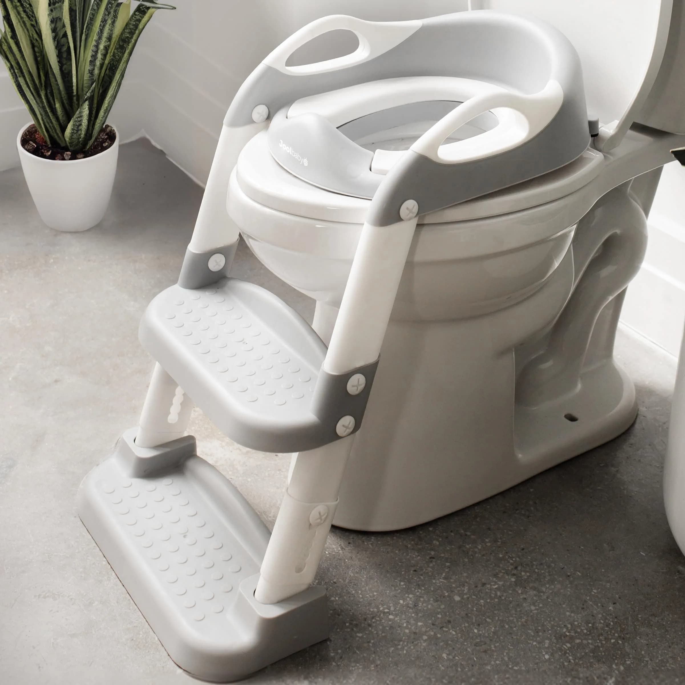 Jool Baby Step Stool with 2 Step Ladder for Toddlers | Adjustable Height & Splash Guard (Gray)