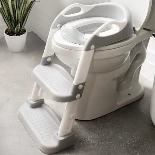 Jool Baby Step Stool with 2 Step Ladder for Toddlers | Adjustable Height & Splash Guard (Gray) thumbnail 1