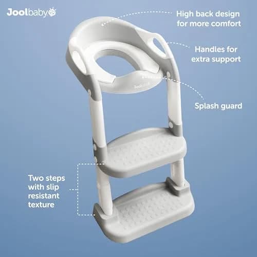 Jool Baby Step Stool with 2 Step Ladder for Toddlers | Adjustable Height & Splash Guard (Gray) thumbnail 5