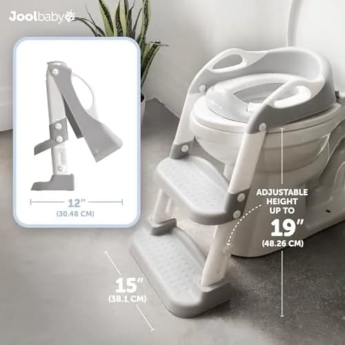 Jool Baby Step Stool with 2 Step Ladder for Toddlers | Adjustable Height & Splash Guard (Gray) thumbnail 2