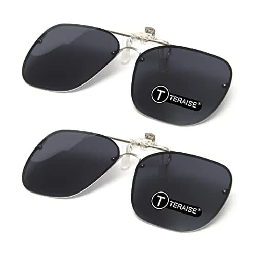 TERAISE Clip On Sunglasses for Prescription Glasses, 2-Pack 60mm (2.36 inches) Polarized UV400 thumbnail 1