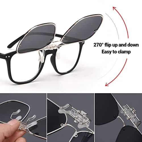 TERAISE Clip On Sunglasses for Prescription Glasses, 2-Pack 60mm (2.36 inches) Polarized UV400 thumbnail 4