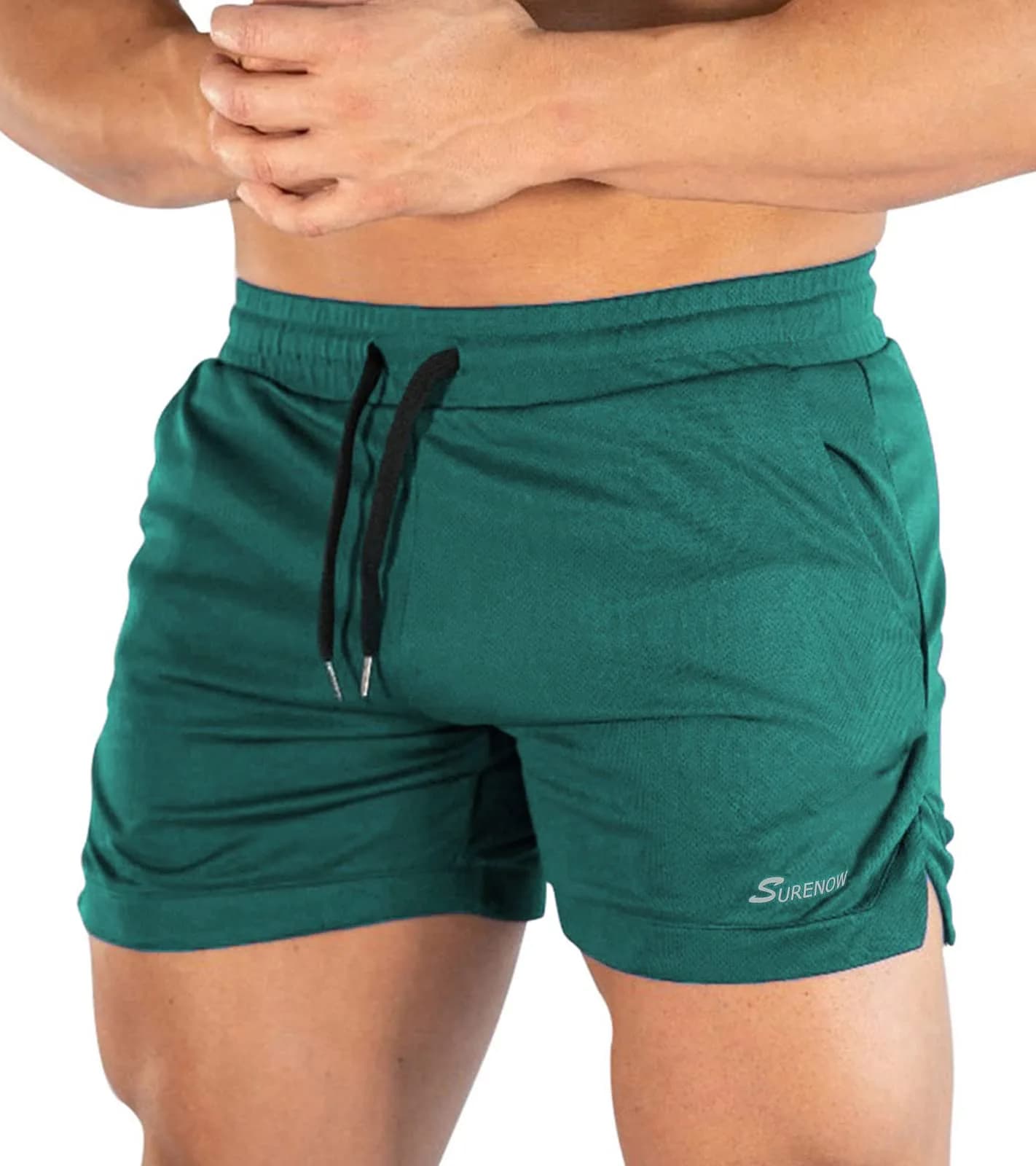Surenow Mens Running Gym Shorts 3 Inch Athletic Workout Shorts with Pockets | Lightweight, Breathable & Quick Dry