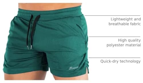 Surenow Mens Running Gym Shorts 3 Inch Athletic Workout Shorts with Pockets | Lightweight, Breathable & Quick Dry thumbnail 4