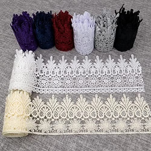 AIETSYEI Mix Lace Trim 3.5 Inch Wide Venise Lace Ribbon Embroidered Edge Trim 8.9 cm (3.5 Inch) | Floral Pattern, Polyester Fabric thumbnail 4
