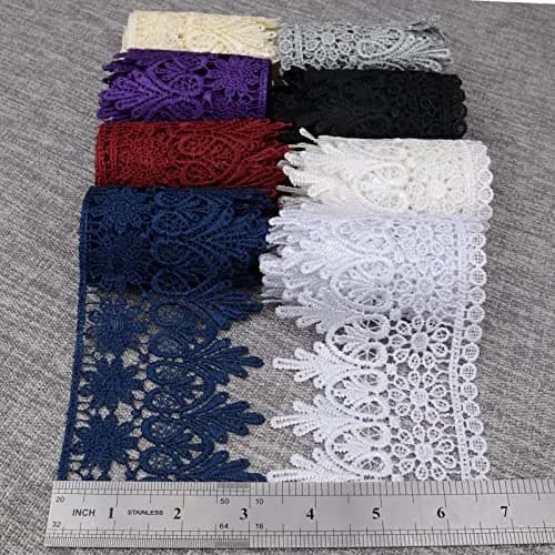 AIETSYEI Mix Lace Trim 3.5 Inch Wide Venise Lace Ribbon Embroidered Edge Trim 8.9 cm (3.5 Inch) | Floral Pattern, Polyester Fabric thumbnail 2