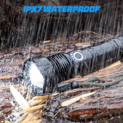 MILAOSHU Rechargeable Flashlights 2 Pack | 90000 Lumens, IPX7 Waterproof, 12H Long Life, 5 Modes, Aluminum Shell thumbnail 6