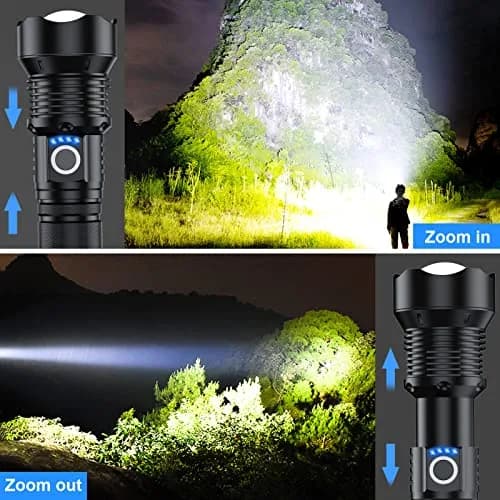 MILAOSHU Rechargeable Flashlights 2 Pack | 90000 Lumens, IPX7 Waterproof, 12H Long Life, 5 Modes, Aluminum Shell thumbnail 3
