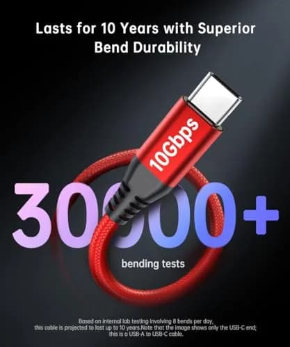 LDLrui USB C Data Cable 10ft | 10Gbps Transfer & 65W Fast Charging, Braided thumbnail 5