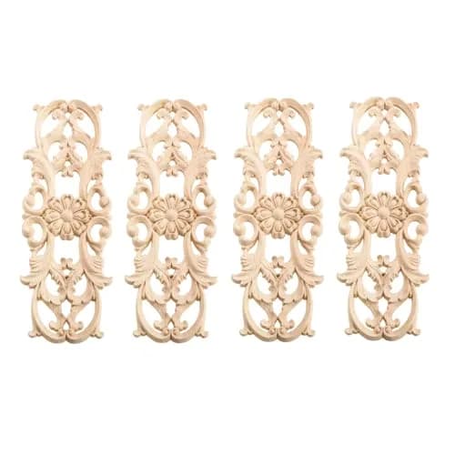MUXSAM Wood Carved Appliques 22x8 cm (8.7"x3.2") | French Country Style Decorative Onlays thumbnail 1