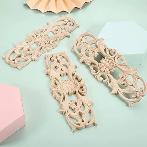 MUXSAM Wood Carved Appliques 22x8 cm (8.7"x3.2") | French Country Style Decorative Onlays thumbnail 6