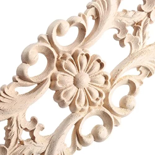 MUXSAM Wood Carved Appliques 22x8 cm (8.7"x3.2") | French Country Style Decorative Onlays thumbnail 4