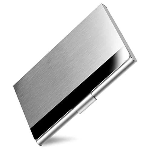 DMFLY Business Card Holder, Slim Metal Card Case for Men & Women, Stainless Steel, 3.7 x 2.3 x 0.3 Inch | Buckle Style Shut thumbnail 1