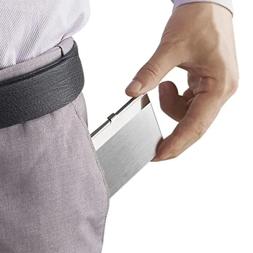 DMFLY Business Card Holder, Slim Metal Card Case for Men & Women, Stainless Steel, 3.7 x 2.3 x 0.3 Inch | Buckle Style Shut thumbnail 5