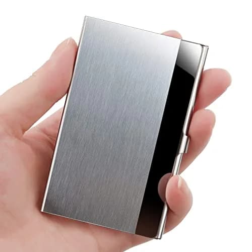 DMFLY Business Card Holder, Slim Metal Card Case for Men & Women, Stainless Steel, 3.7 x 2.3 x 0.3 Inch | Buckle Style Shut thumbnail 3