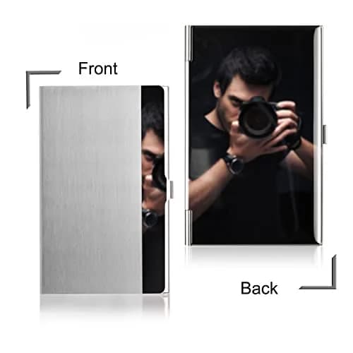 DMFLY Business Card Holder, Slim Metal Card Case for Men & Women, Stainless Steel, 3.7 x 2.3 x 0.3 Inch | Buckle Style Shut thumbnail 4