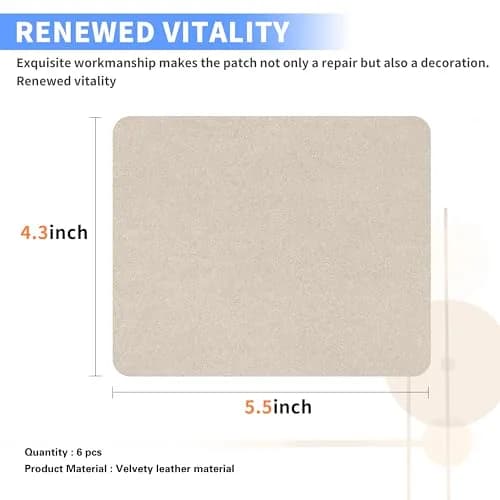 Azobur Fabric Repair Patch 6 Piece Microfiber Self Adhesive for Sofa Beige | Quick Fix & Luxurious Look thumbnail 2