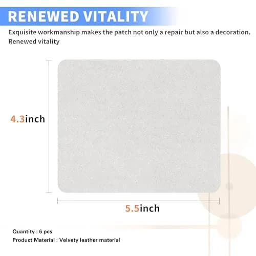 Azobur Microfiber Sofa Repair Patch 6 Piece | Self Adhesive Fabric Fix for Light Grey Sofas thumbnail 2