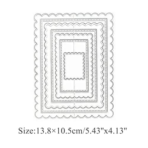 hinana Rectangle Frame Metal Die Cuts Set 13.8x10.5cm (5.43x4.13in) | Scallops Stitched Nesting Tag Background Cutting Dies for DIY Scrapbooking Album Decorative Embossing Paper Card Making thumbnail 2