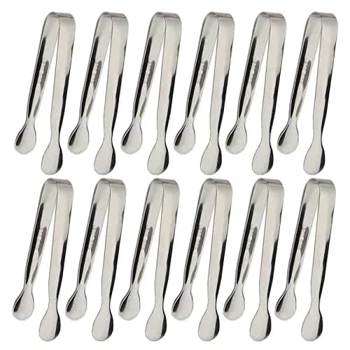 Sunenlyst Mini Sugar Tongs 10.8cm (4.25 Inch) | 12-Piece Stainless Steel Appetizer Tongs for Parties thumbnail 1
