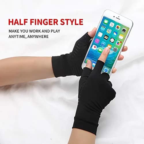 Waxden Copper Compression Arthritis Gloves, Fingerless Support for Hands & Fingers, Pain Relief & Healing, Unisex, 1 Pair thumbnail 5