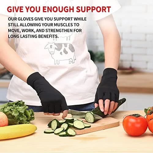 Waxden Copper Compression Arthritis Gloves, Fingerless Support for Hands & Fingers, Pain Relief & Healing, Unisex, 1 Pair thumbnail 6