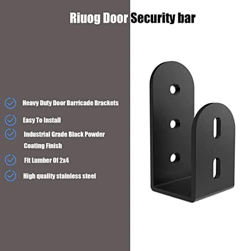 Riuog Heavy Duty Door Barricade Brackets 4 Pack | Rust-Resistant Metal, 2x4 Lumber Compatible, Indoor & Outdoor Security thumbnail 4