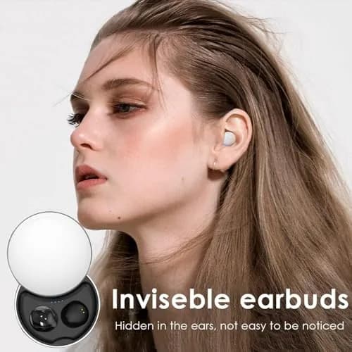 Xmenha Invisible Wireless Earbuds Bluetooth in-Ear Mini Discreet Tiny Earpiece with Charging Case for Small Ears, 6 Hours Playtime thumbnail 4
