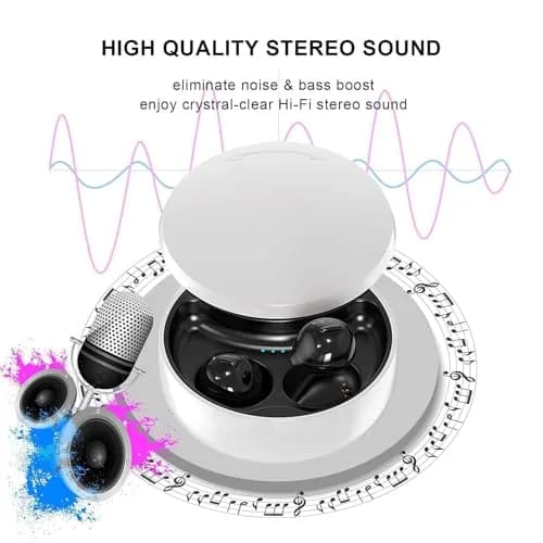 Xmenha Invisible Wireless Earbuds Bluetooth in-Ear Mini Discreet Tiny Earpiece with Charging Case for Small Ears, 6 Hours Playtime thumbnail 5