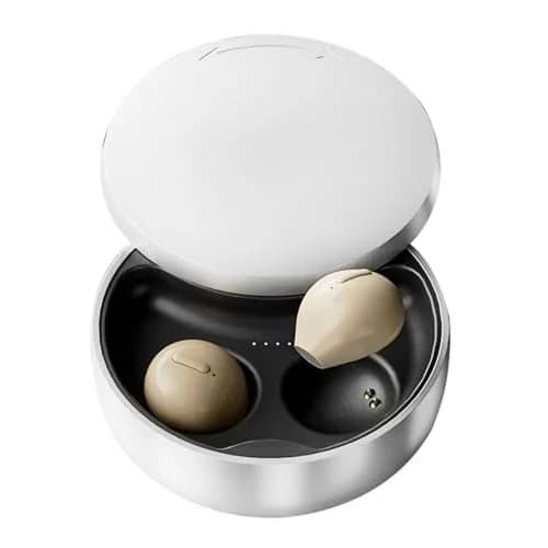 Xmenha Invisible Wireless Earbuds Bluetooth 5.0 Mini Discreet Tiny Earpiece with Charging Case for Small Ears & Sleeping - Yellow thumbnail 1