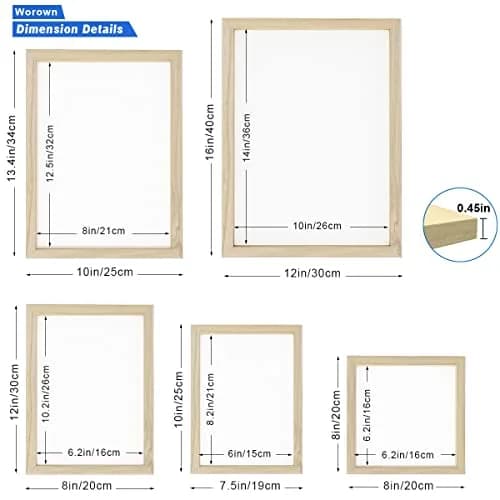 Worown 5 Sizes Wooden Paper Making Frames | DIY Eco-Friendly Craft Kit for Handmade Paper thumbnail 2