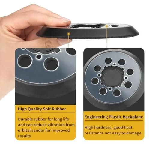Gnellkoor 5 Inch Orbital Sander Pad Replacement for DeWalt DWE64233 & N329079 | Durable Engineering Plastic & Soft Rubber Construction thumbnail 5