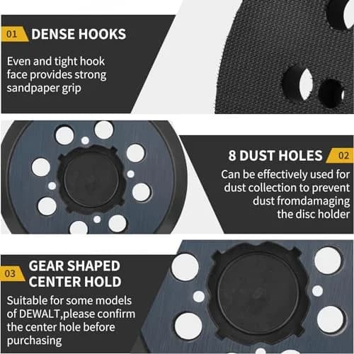 Gnellkoor 5 Inch Orbital Sander Pad Replacement for DeWalt DWE64233 & N329079 | Durable Engineering Plastic & Soft Rubber Construction thumbnail 6