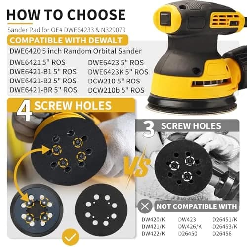 Gnellkoor 5 Inch Orbital Sander Pad Replacement 2 Pack | Compatible with DeWalt DWE64233 & N329079 thumbnail 2