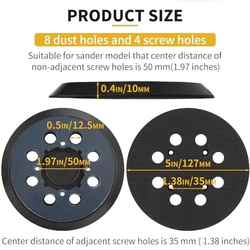 Gnellkoor 5 Inch Orbital Sander Pad Replacement 2 Pack | Compatible with DeWalt DWE64233 & N329079 thumbnail 3
