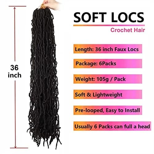 Datuoda 36 Inch Soft Locs 6 Packs | Trendy Faux Locs for Black Women (36 Inch, 6 Packs) thumbnail 3