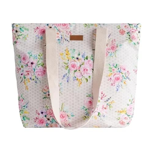 Maison d' Hermine Sweet Rose Lavender Cotton Canvas Tote Bag 45cm (17.7") | Reusable Shoulder Grocery Bag thumbnail 1