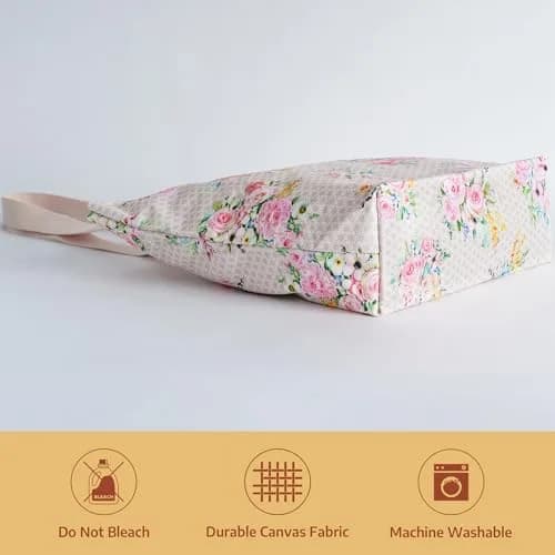 Maison d' Hermine Sweet Rose Lavender Cotton Canvas Tote Bag 45cm (17.7") | Reusable Shoulder Grocery Bag thumbnail 7